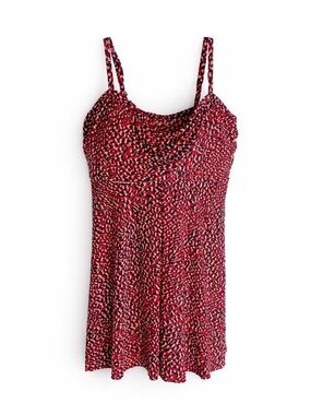 Plus Size One Piece Swimsuit Dress Red Animal Print US 16 Adjustable Straps